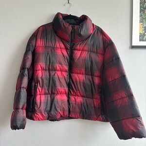 ❤️Red Plaid Puffer Coat